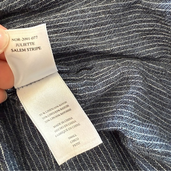 RAILS-Juliette Salem Stripe-Blue-Linen Blend-Tunic-Mini-Ruffle-Dress-Size S - Picture 3 of 14